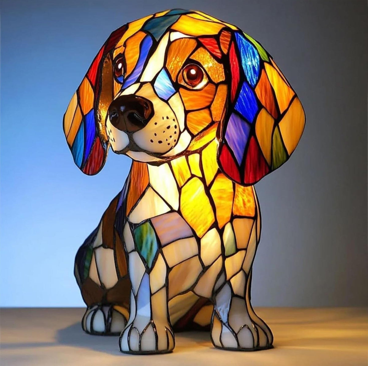 Stained Glass Beagle Dog Table Lamp