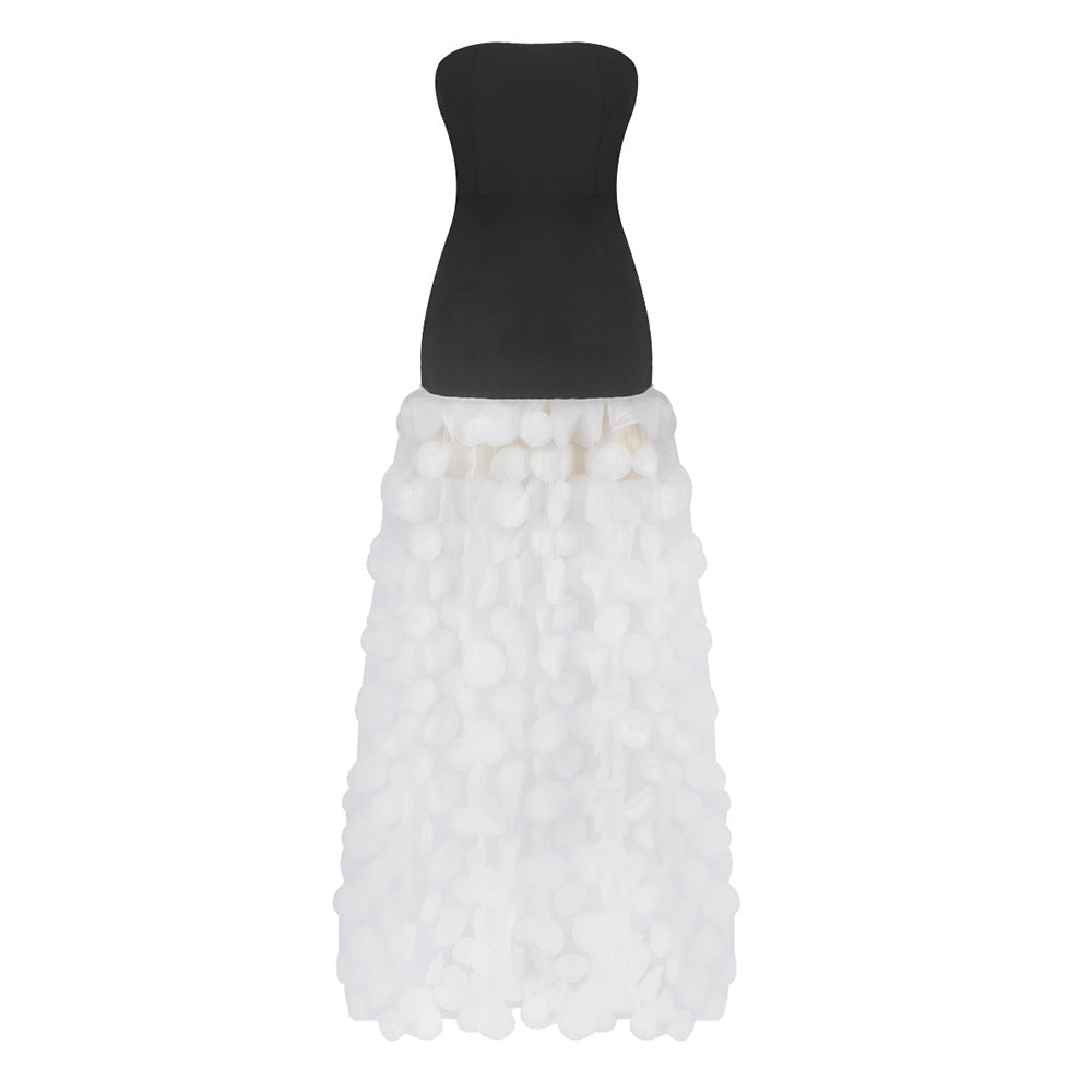 Strapless Fitted Bodice Mermaid Mesh Overlay Maxi Gown - View 5