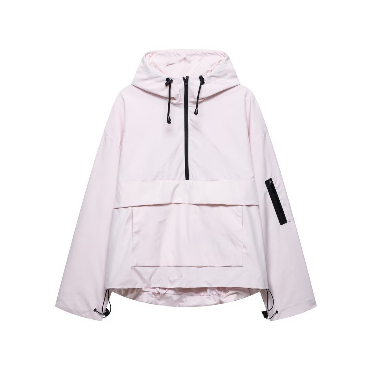 Hooded Half Zip Kangaroo Pocket Anorak Jacket 2