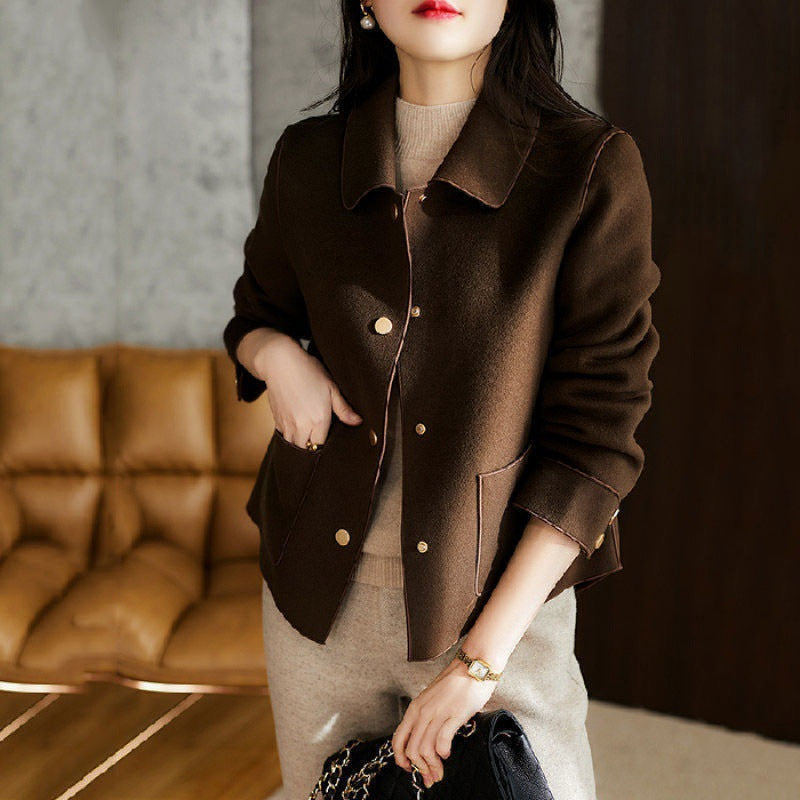 Button Front Collared Patch Pocket Cropped Jacket 3