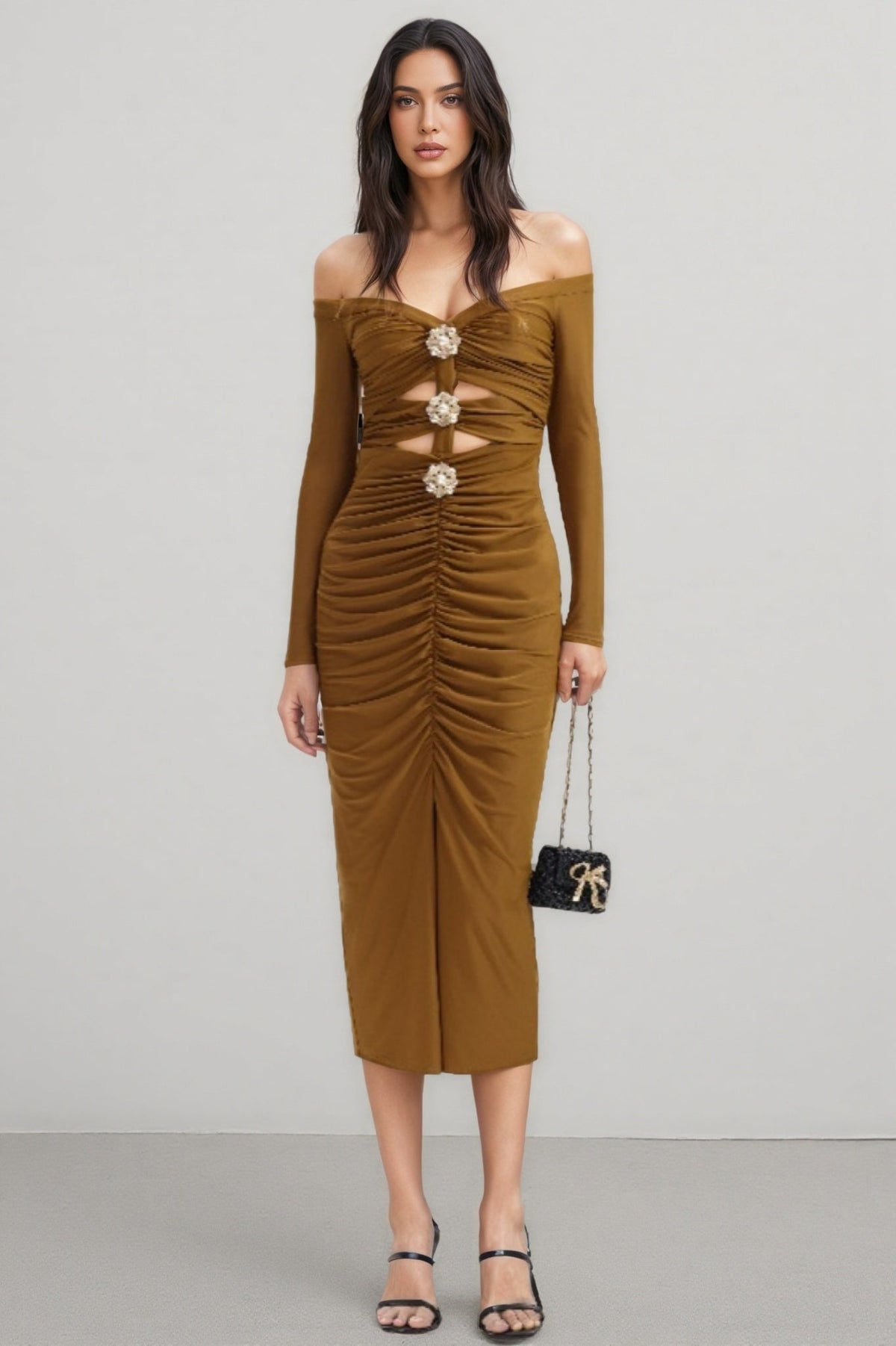 Hollow Flower Bandage Maxi Dress