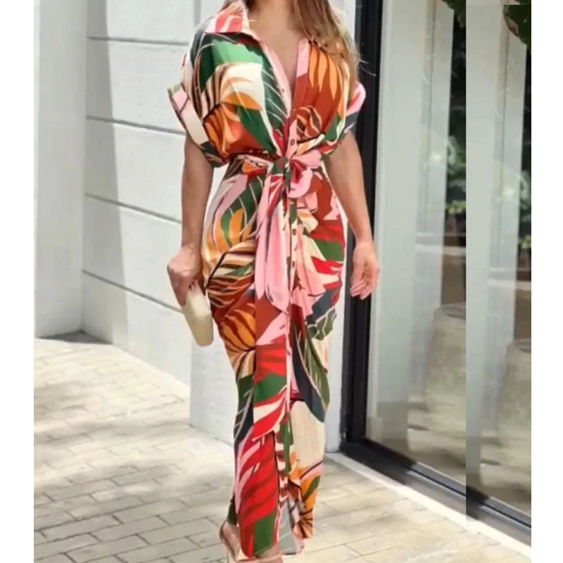 Amelia Floral Print Tie Front Maxi Dress - View 5