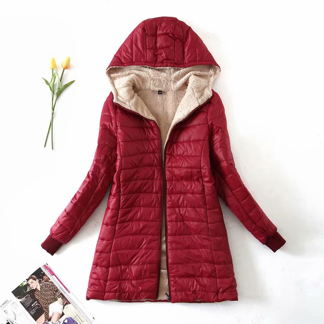 Hooded Fleece Lined Zip Front Longline Puffer Jacket 2