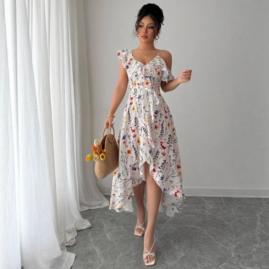 María Asymmetric Hem Ruffle Blouse Dress - View 3