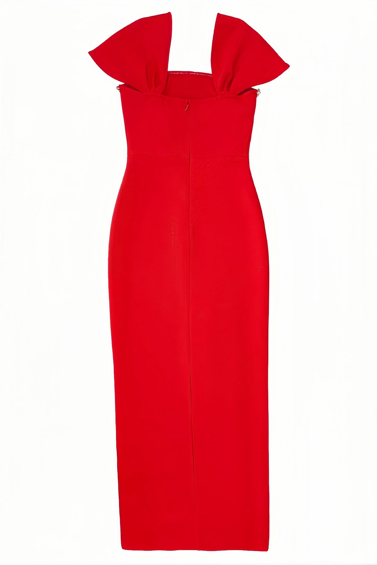 Crystal Trim Square Neck Petal Sleeve Bodycon Maxi Gown - View 6