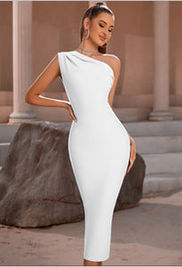 One Shoulder Ruched Bandage Bodycon Midi Dress - View 13