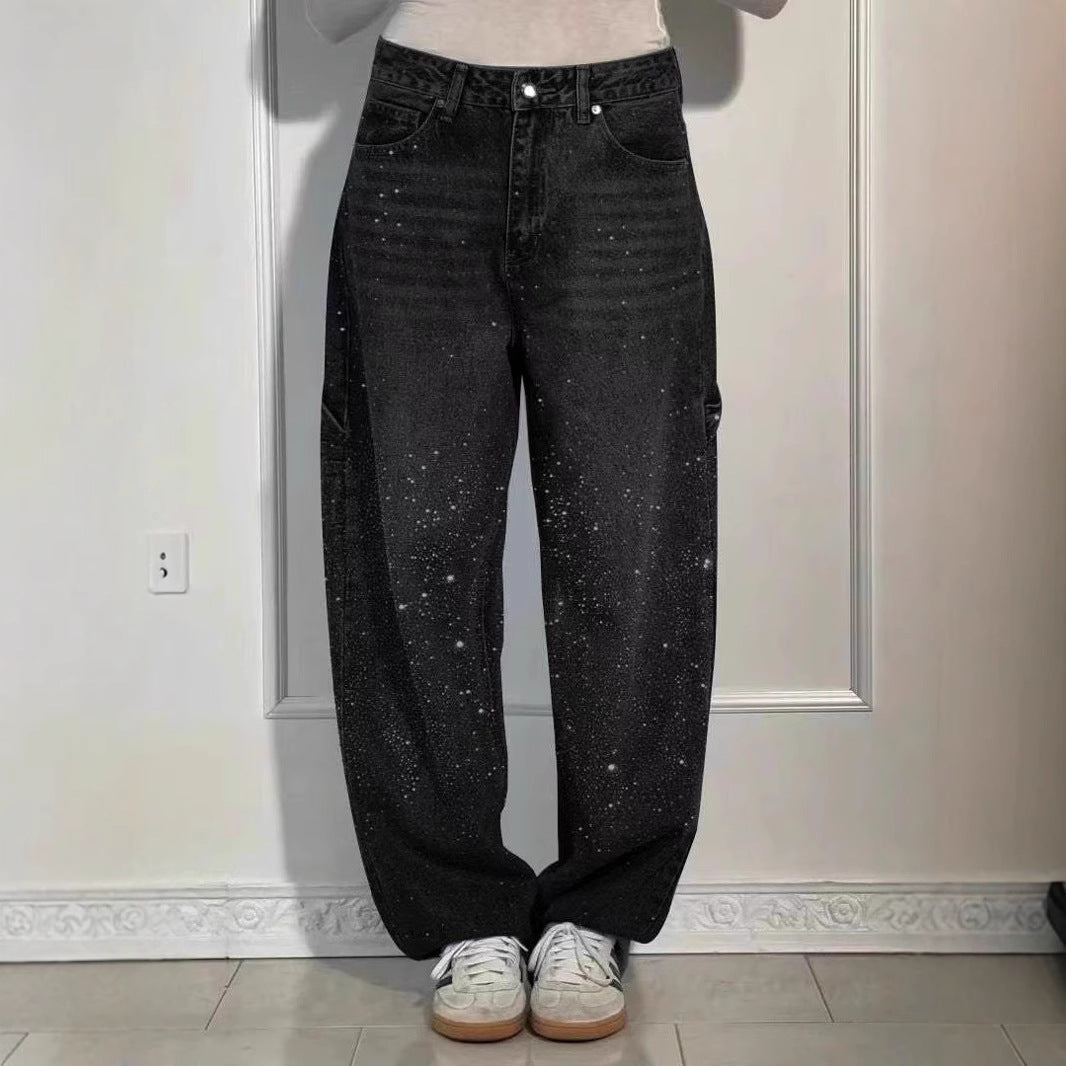 Star Rhinestone High Waist Wide Leg Jeans 5