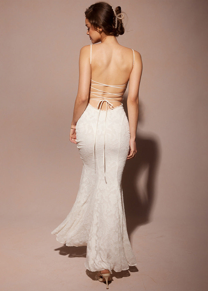 Seraphina Lace Back Satin Maxi Dress - View 5