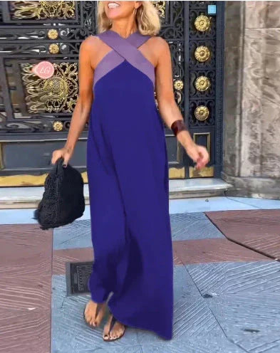 Cross Front Halter Neck Sleeveless Maxi Dress 8