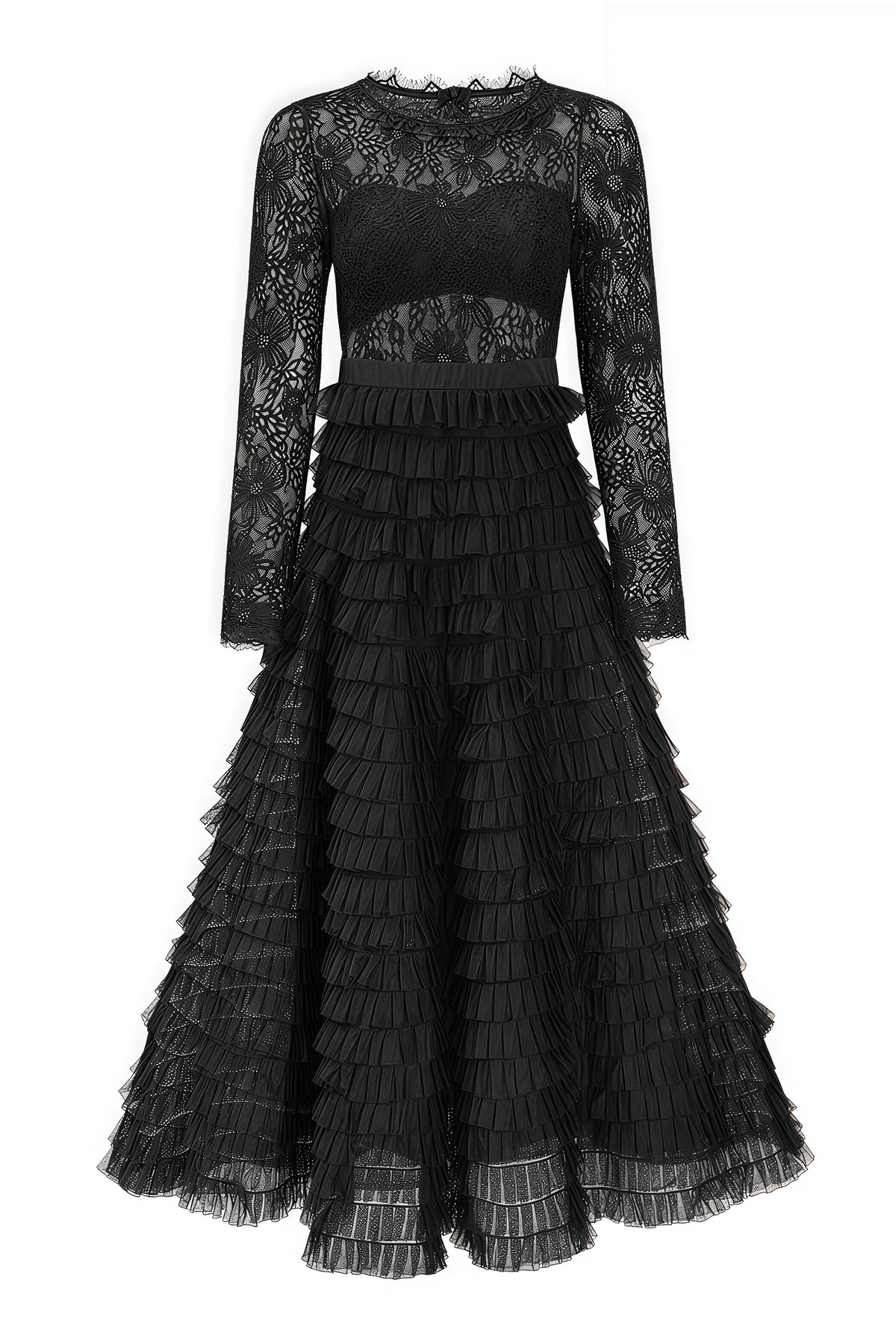 Rafik Black Hollow Lace A-line Maxi Dress - View 5