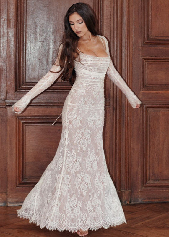 Lace Elegance Corset Back Maxi Dress - View 3