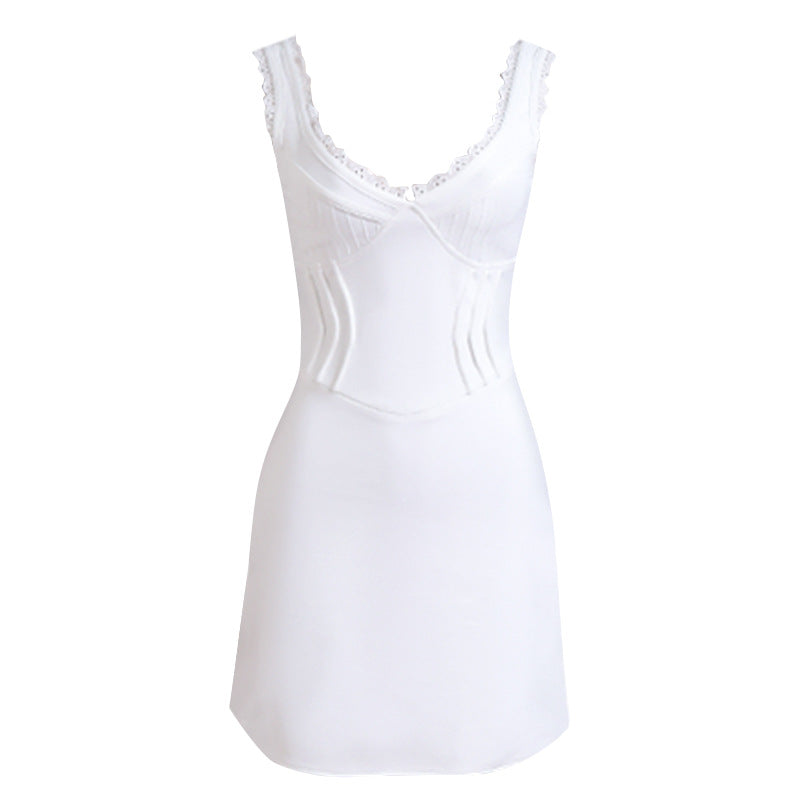Corset Bodice Lace Trim Deep V-Neck Sleeveless Bandage Mini Dress - View 4