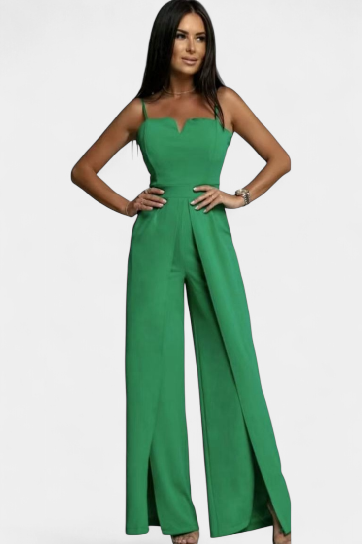 Spaghetti Strap Notch Neck Top and High Split Wide Leg Pants Two Piece Set 8