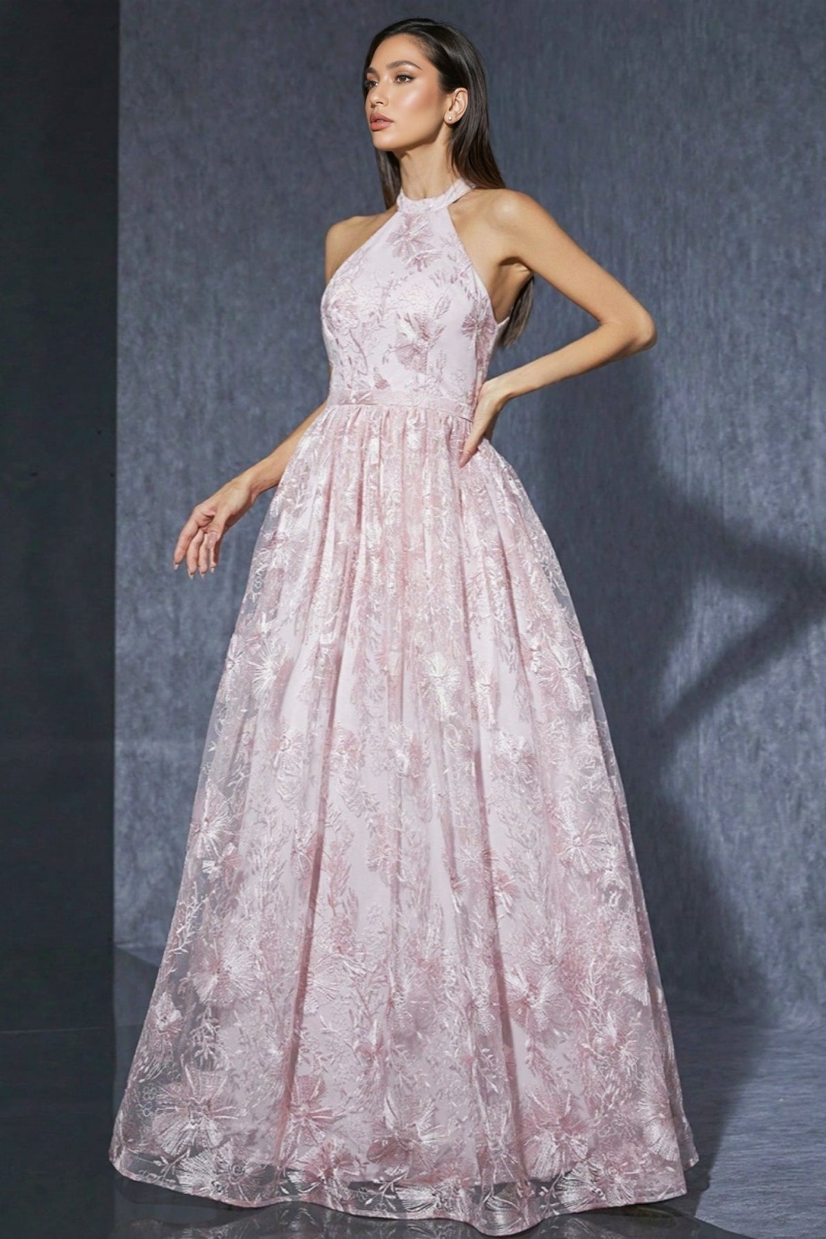 Bea Neckline Pink Mesh Maxi Dress - View 4