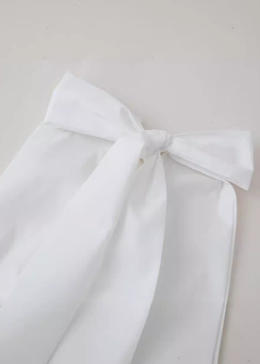 Halter Neck Rose Applique Pearl Trim A-Line Mini Dress in White - View 7