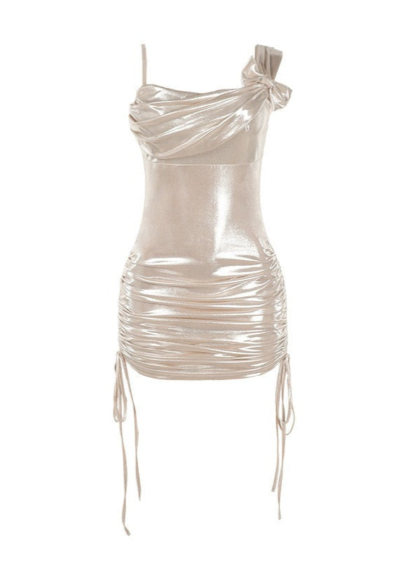 Luxe Radiance Satin Ruched Mini Dress - View 5