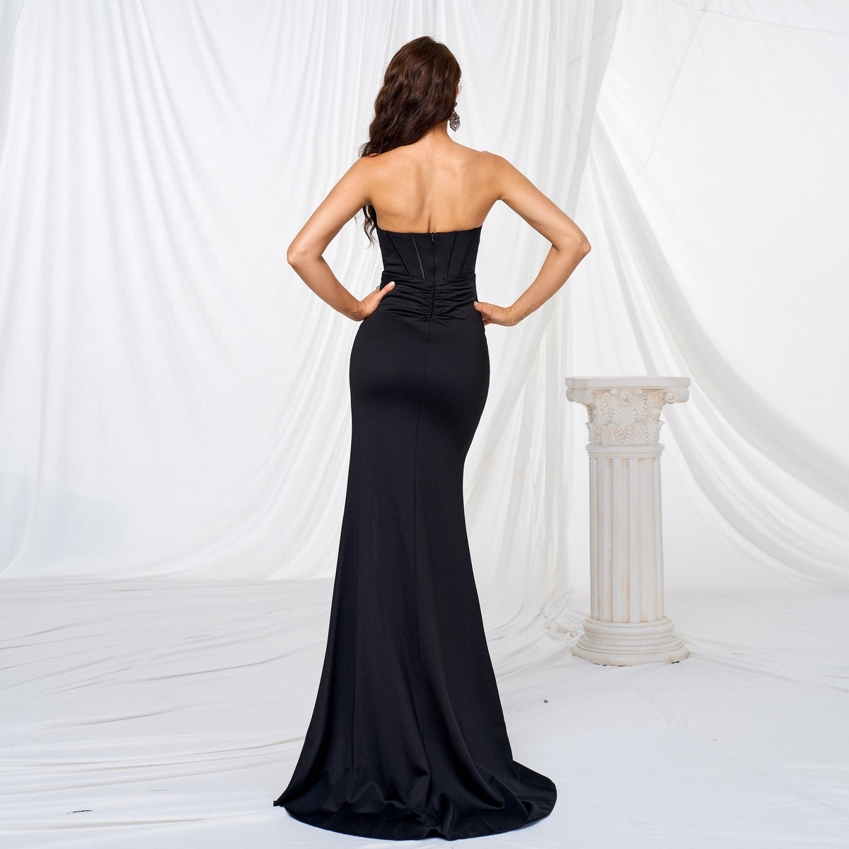 Strapless Sweetheart Corset High Split Mermaid Gown - View 7