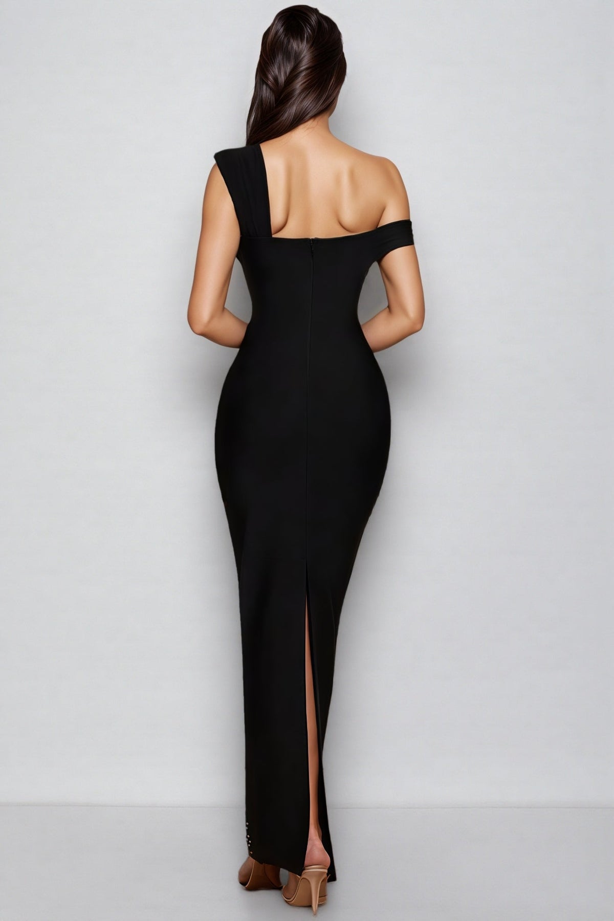 Rylihd One-Shoulder Mesh Rhinestones Maxi Dress - View 2