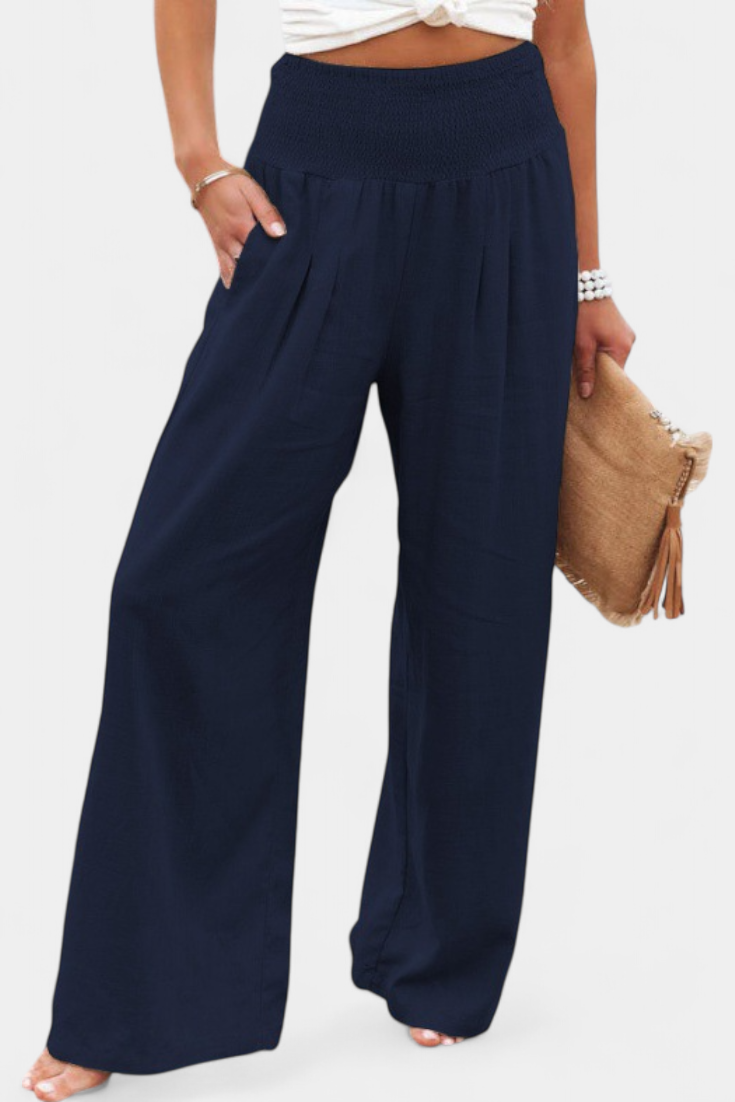 High Waist Smocked Wide Leg Pants 6