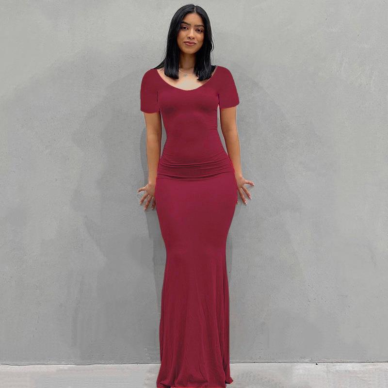 Scoop Neck Spaghetti Strap Bodycon Mermaid Maxi Dress 23