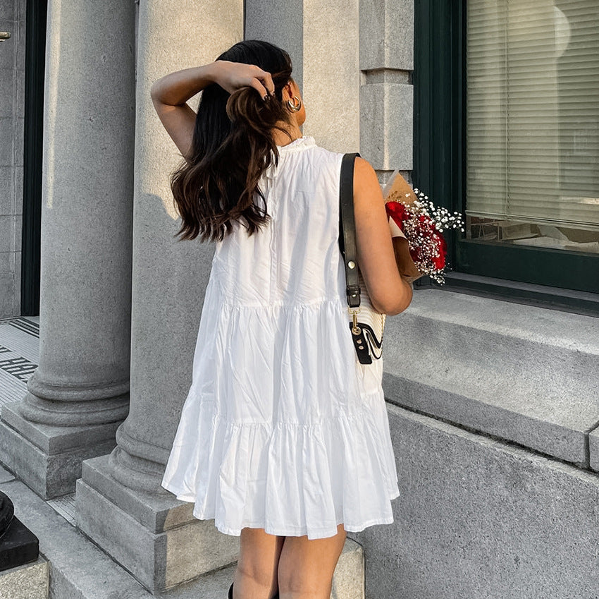 Sleeveless Ruffle Collar Tiered Babydoll A-Line Mini Dress - View 4