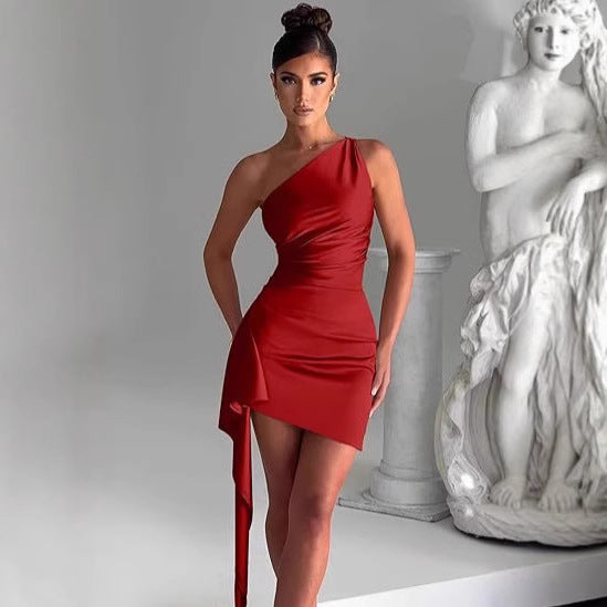 Asymmetrical One Shoulder Bodycon Evening Midi Dress - View 4