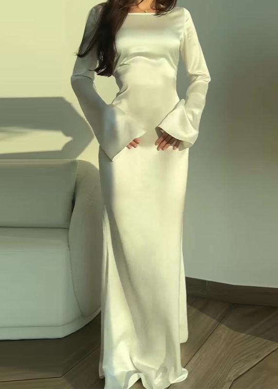 Aurora - Satin Long Sleeve Maxi Dress - View 4