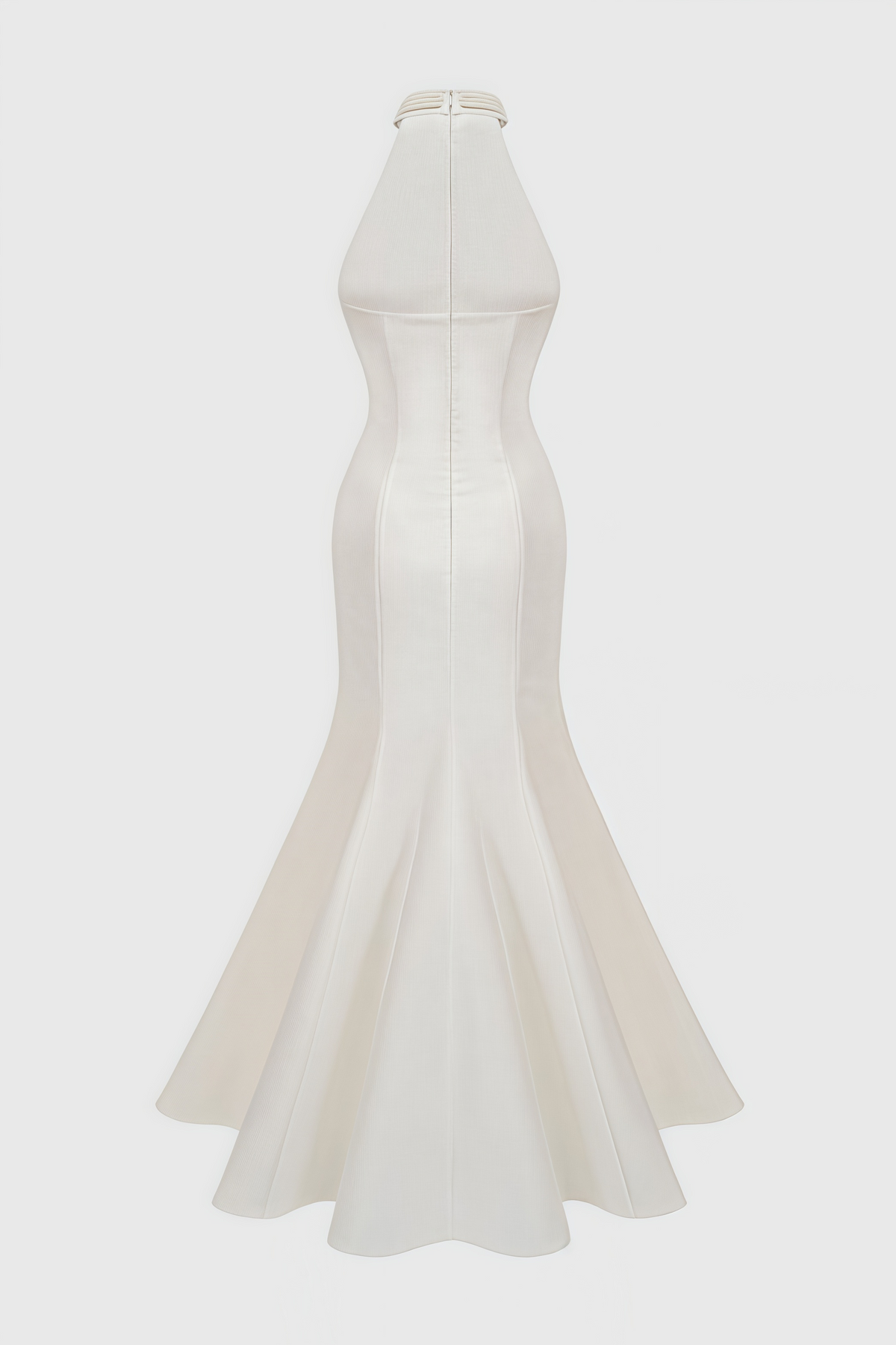 Pearl Beaded Halter Keyhole Cascade Fringe Mermaid Gown - View 5