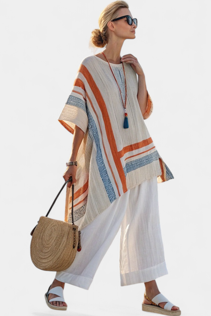 Striped Boxy Oversized Poncho Top 5