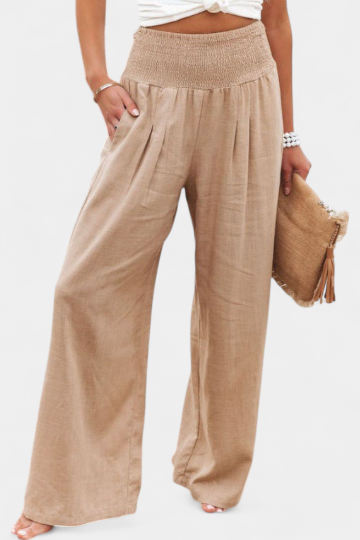 High Waist Smocked Wide Leg Pants 5