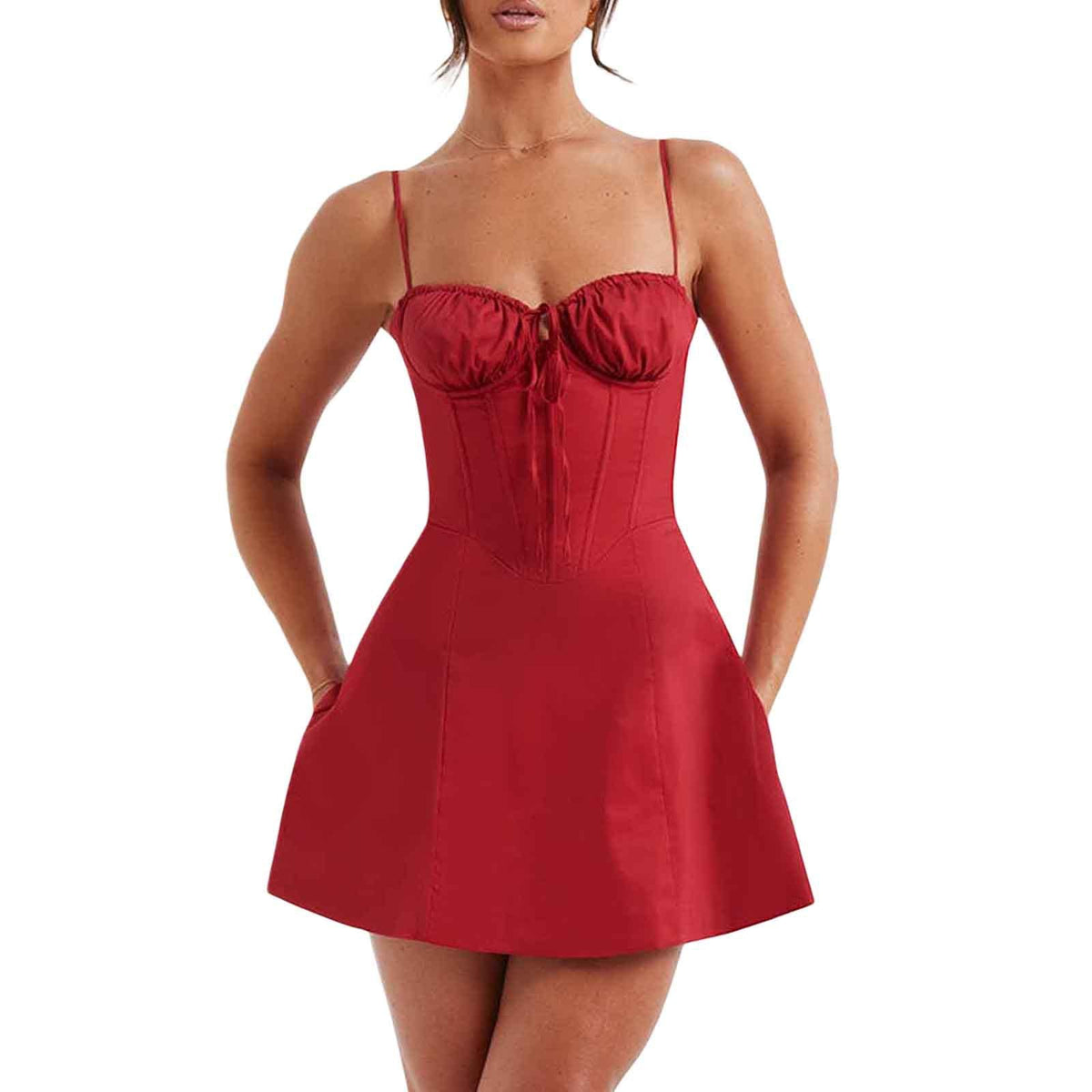 Floral Spaghetti Strap Bustier A-Line Mini Dress 9