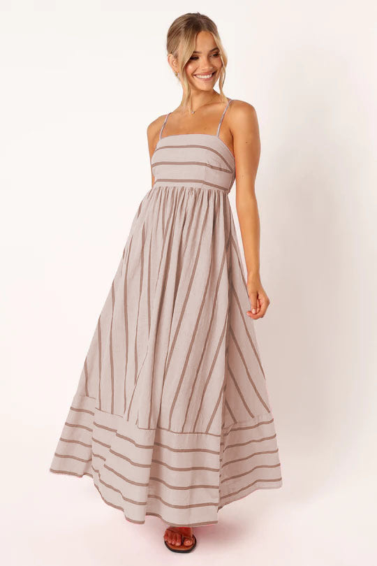 Striped Square Neck Spaghetti Strap Maxi Dress 9