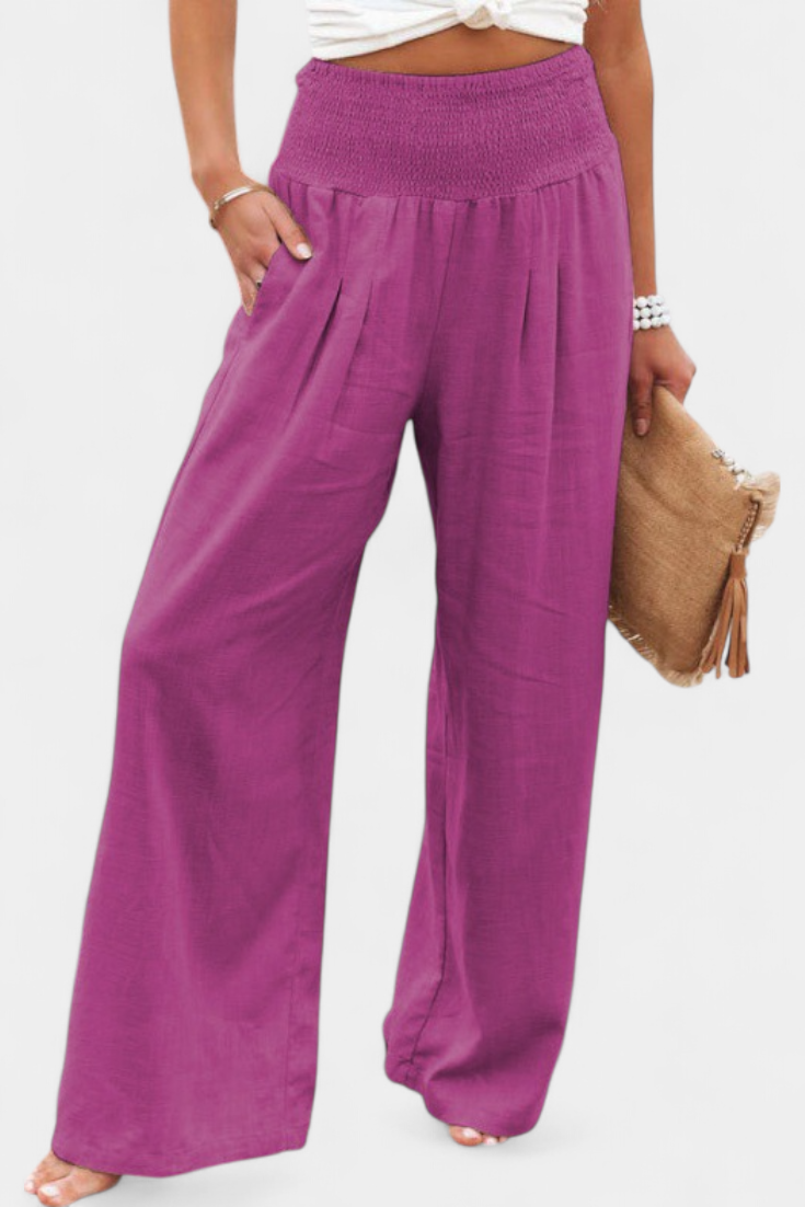 High Waist Smocked Wide Leg Pants 7