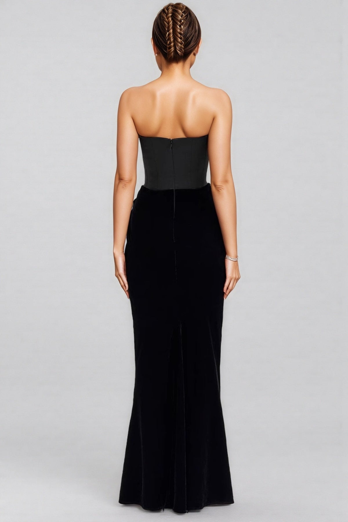 Kora Fishbone Sheath Velvet Maxi Dress - View 5