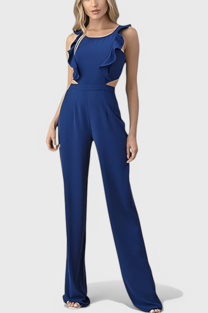 Ruffle Cut Out Sleeveless Wide Leg Jumpsuit 4