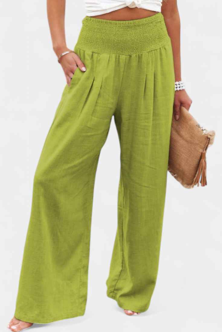 High Waist Smocked Wide Leg Pants 9