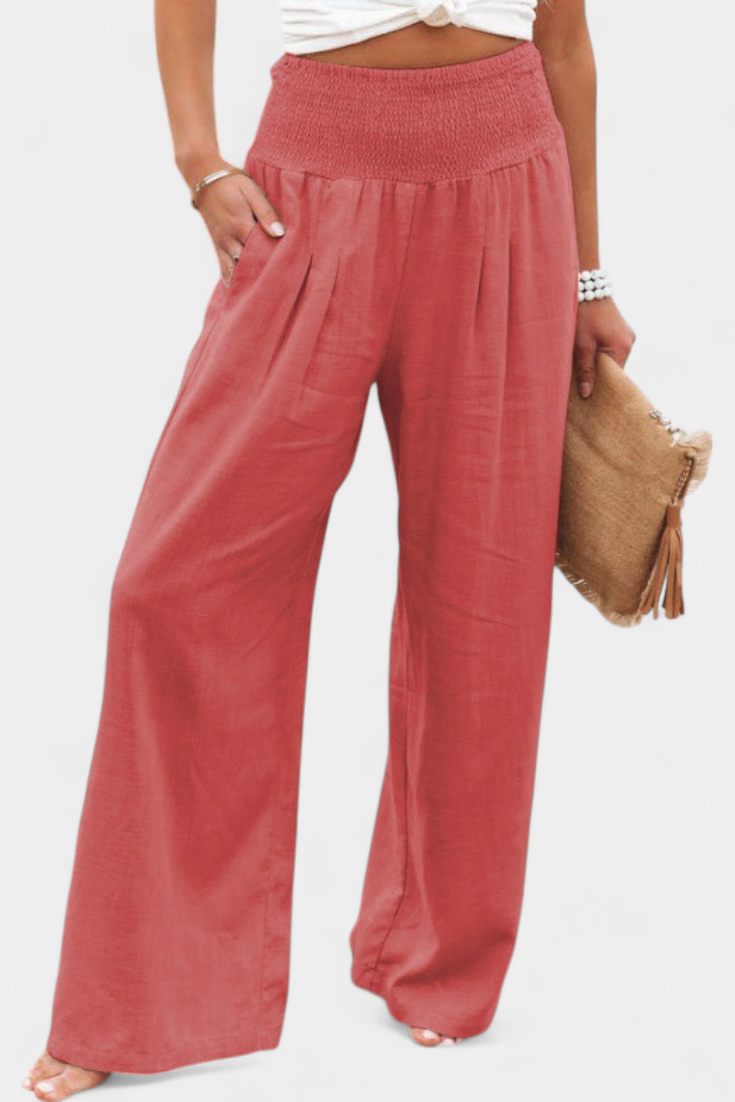 High Waist Smocked Wide Leg Pants 11