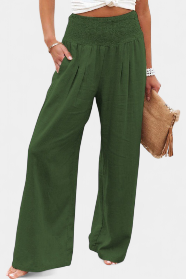 High Waist Smocked Wide Leg Pants 8