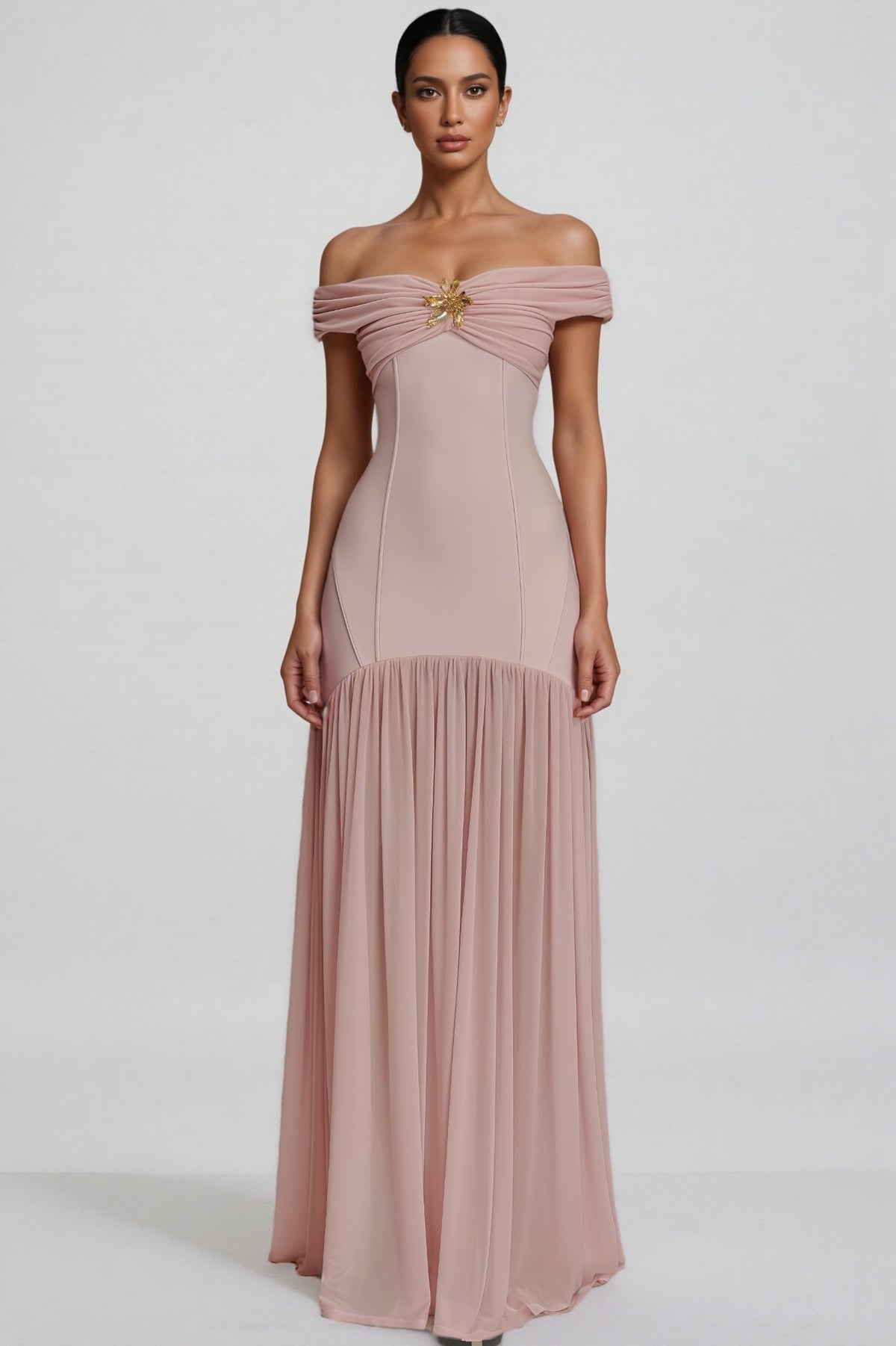 Cionlt Pink Mesh Backless Pleated Maxi Dress - View 2