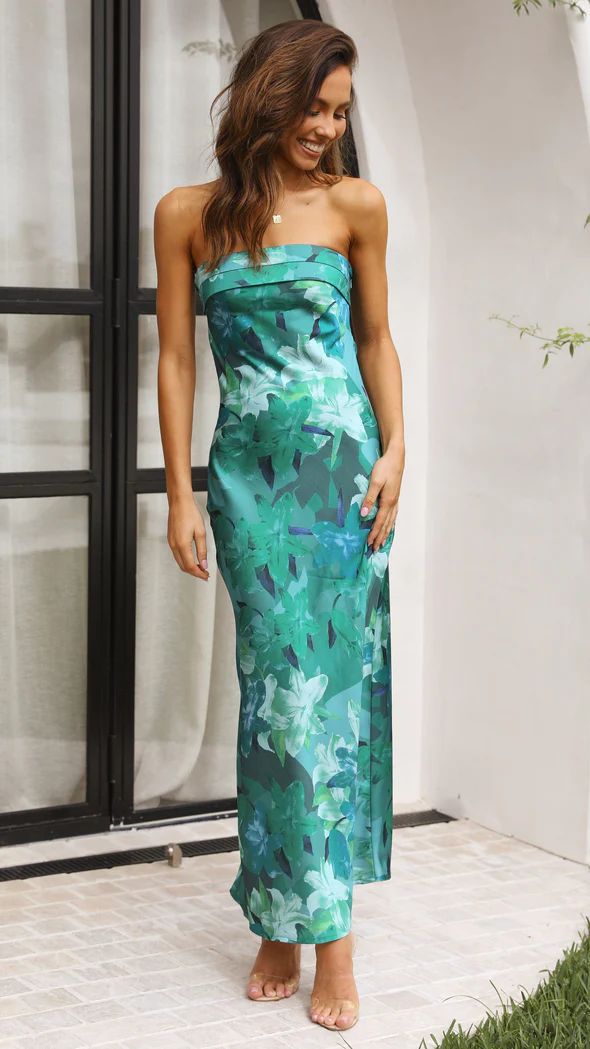 Satin Strapless Cowl Back Ruched Back Strap Maxi Dress - View 4