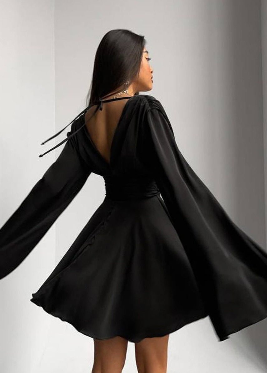 Celeste Satin Bell Sleeve Mini Dress - View 8