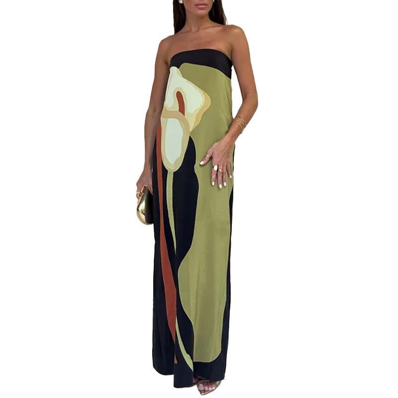Strapless Floral Print Column Maxi Gown - View 5