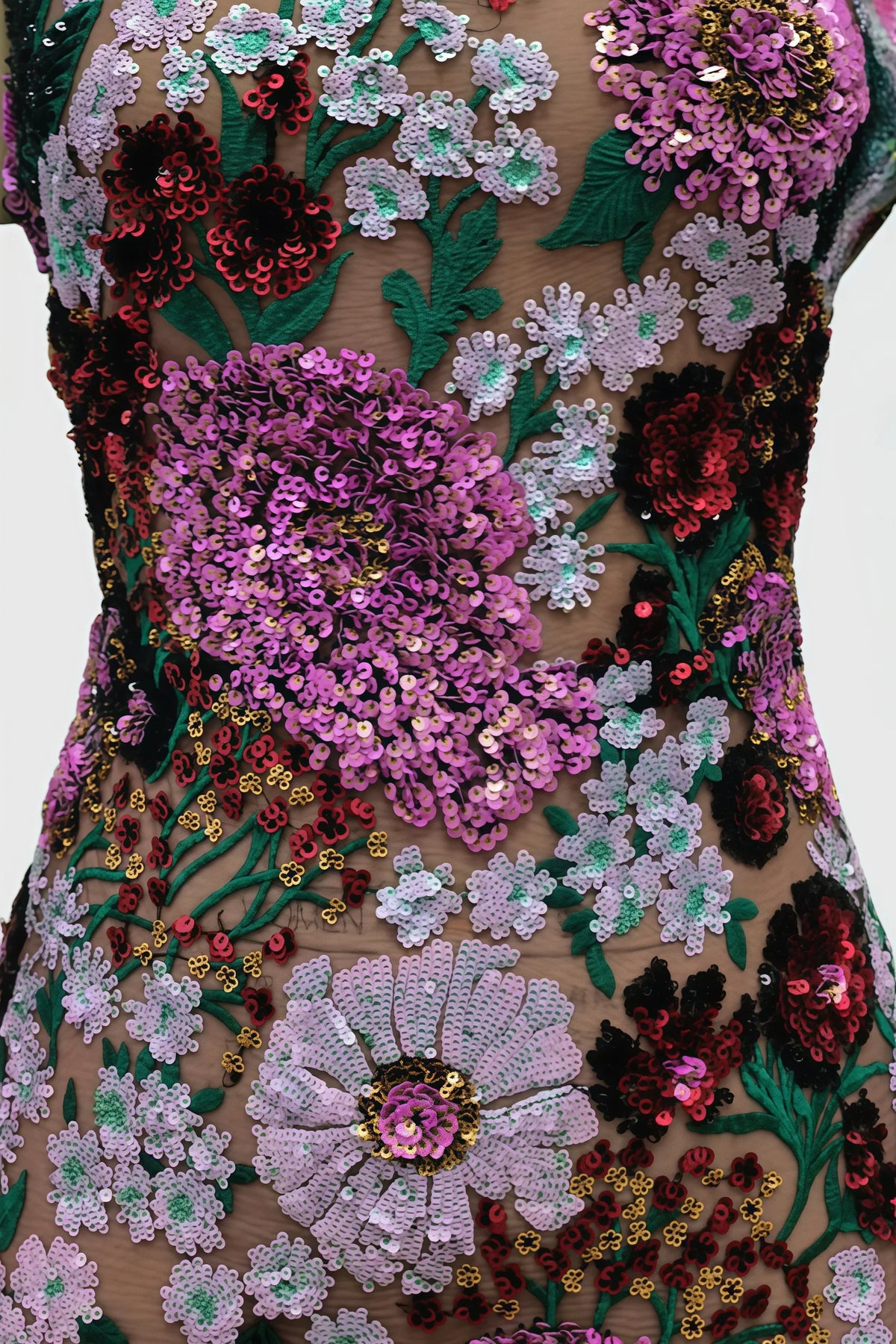 Sequin Floral Halter Neck Fit and Flare Mini Dress - View 5