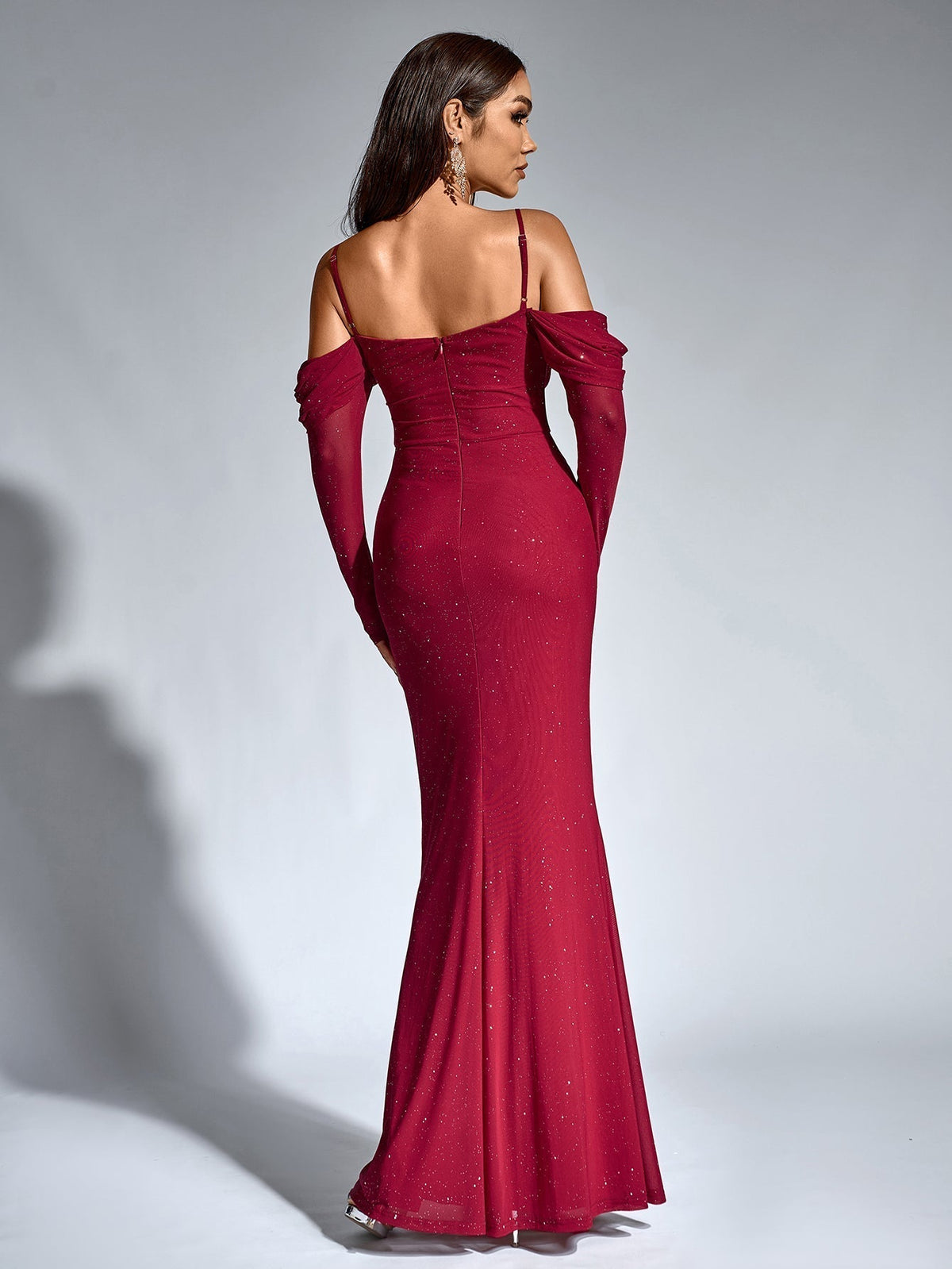 Velvet Strapless Sweetheart Bodycon Maxi Dress - View 5