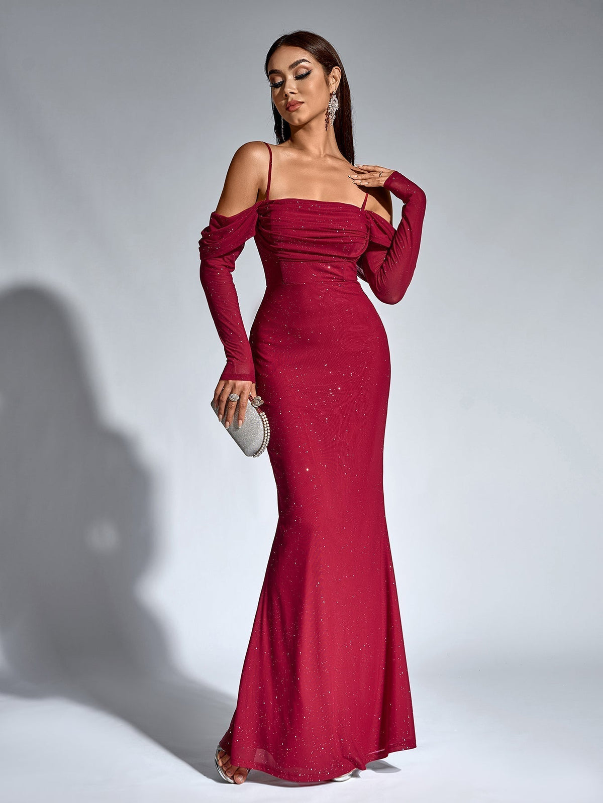 Velvet Strapless Sweetheart Bodycon Maxi Dress