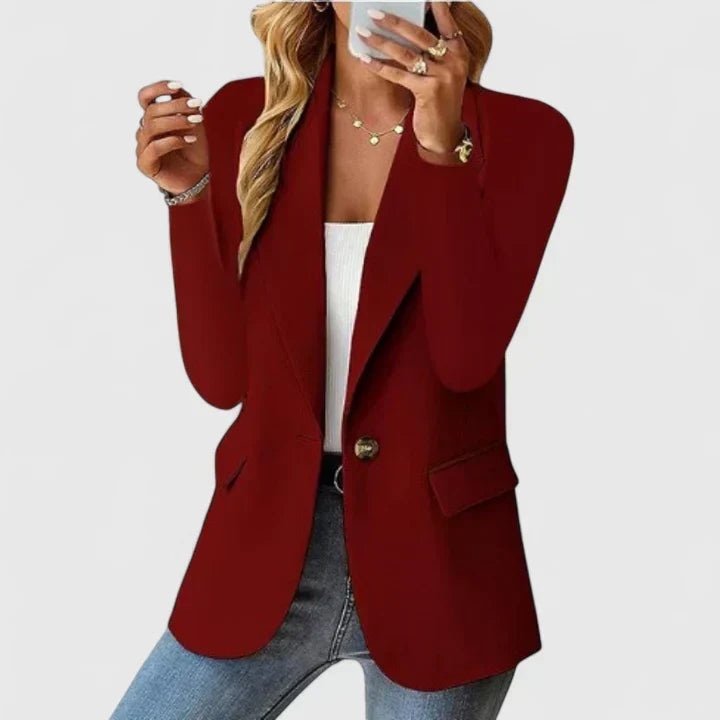 Notch Lapel Single Button Long Sleeve Blazer 8