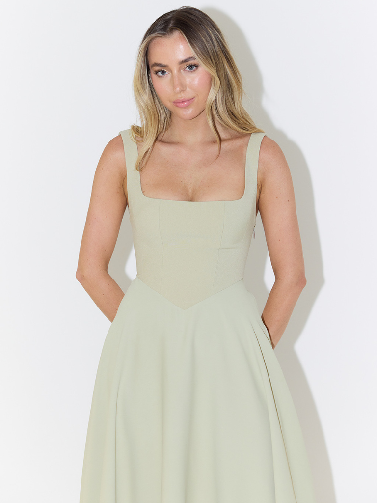Square Neck Sleeveless Fit and Flare Maxi Dress Wedding Guest 2
