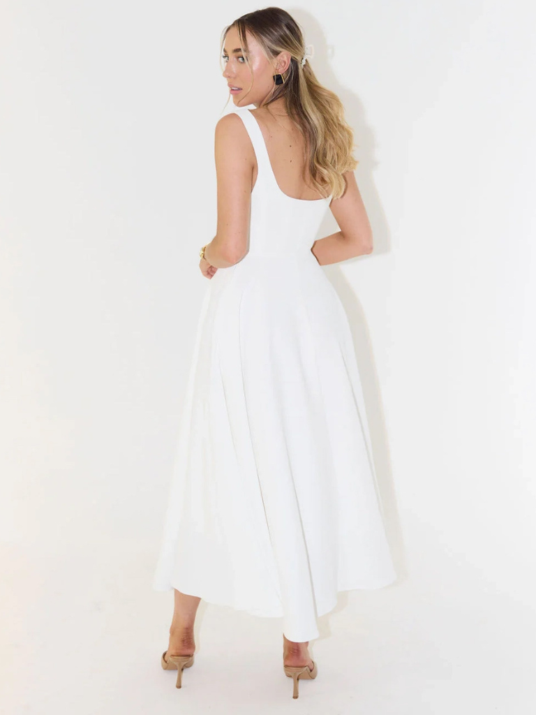 Square Neck Sleeveless Fit and Flare Maxi Dress Wedding Guest 17