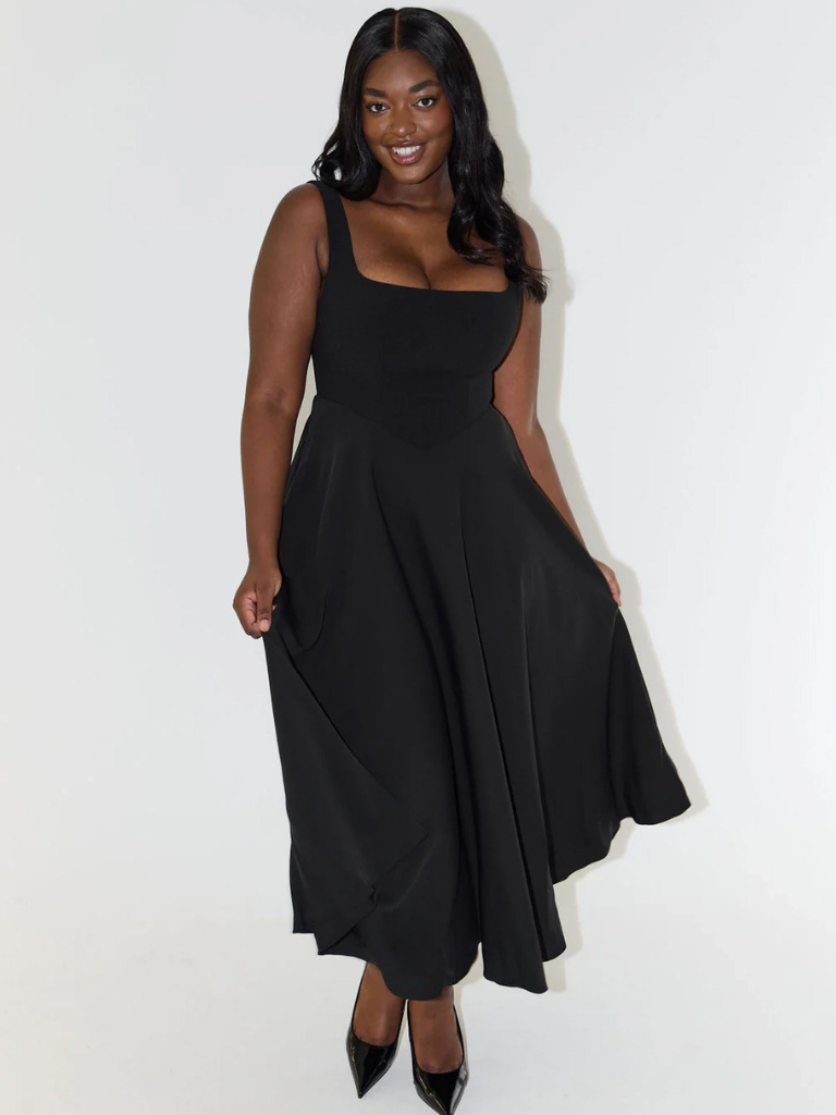 Square Neck Sleeveless Fit and Flare Maxi Dress Wedding Guest 12