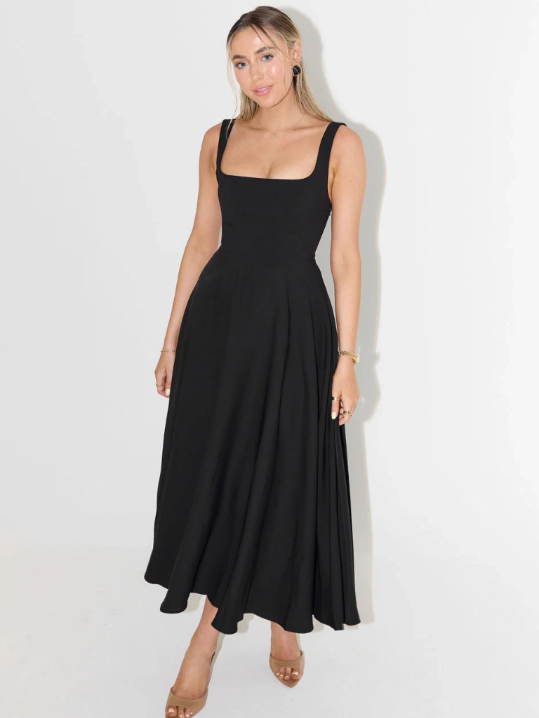 Square Neck Sleeveless Fit and Flare Maxi Dress Wedding Guest 6